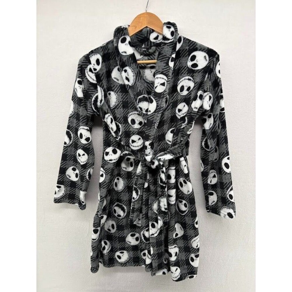 Boys Jack Skeleton "Nightmare Before Christmas" Robe‎ Black Fleece Size M/L